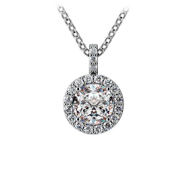 1 Ctw Halo Diamond Necklace In White Gold  | Zoom