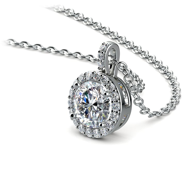 1 Ctw Halo Diamond Necklace In White Gold  | 03