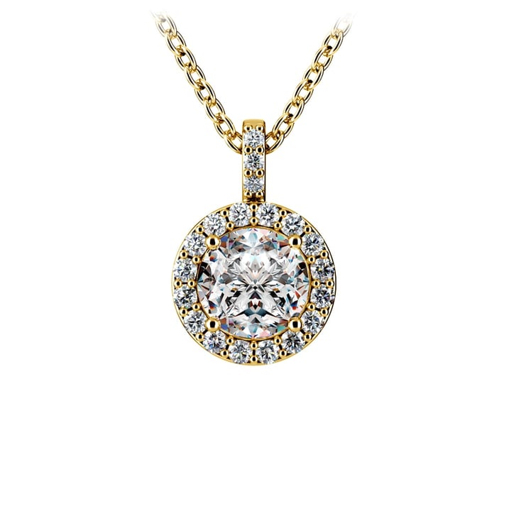 1 Ctw Halo Diamond Necklace In Yellow Gold | Zoom