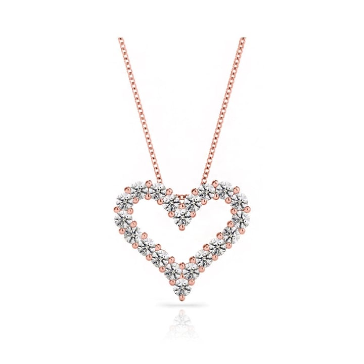 Rose Gold Heart Necklace With Diamonds | Zoom