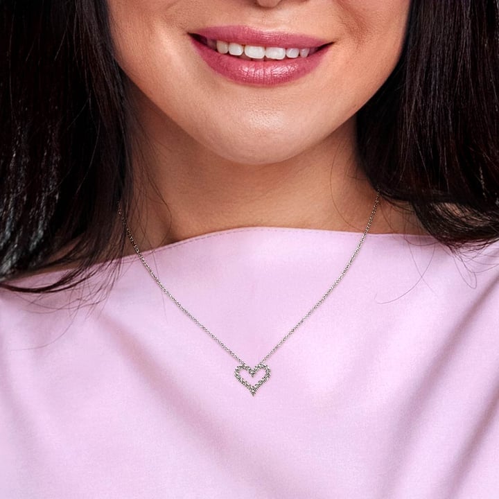 White Gold Heart Shaped Diamond Necklace | Thumbnail 03