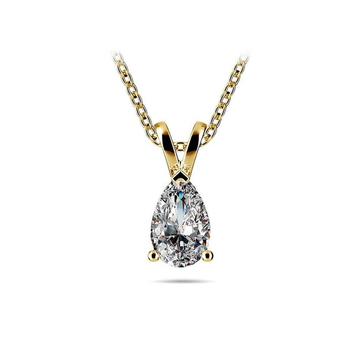 1/2 Carat Pear Diamond Solitaire Necklace In Gold | 01