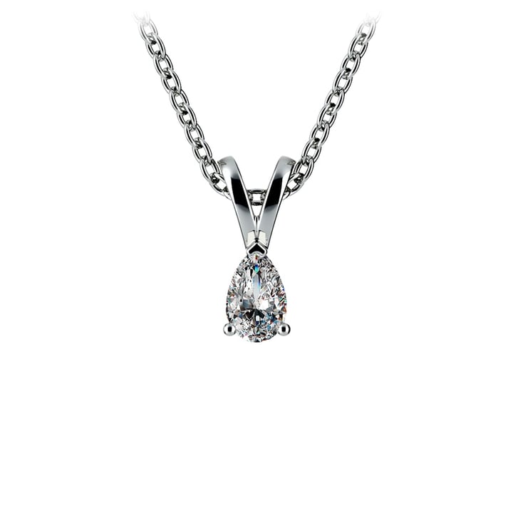 1/4 Ctw Pear Shaped Diamond Pendant Necklace In Polished Platinum | 01