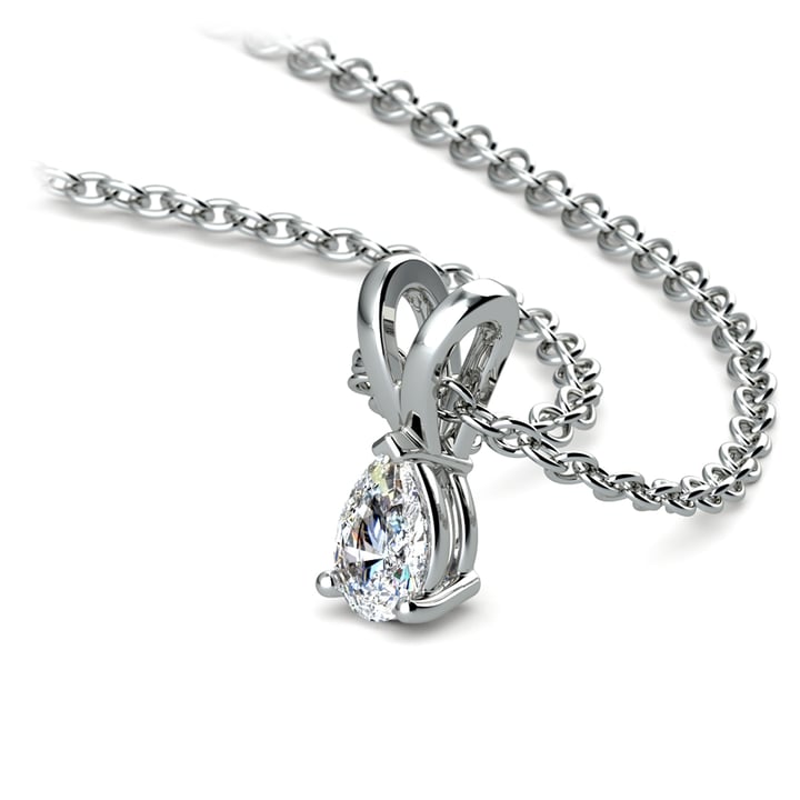 Pear Shaped Diamond Pendant Necklace In Platinum (1/5 ctw) | Thumbnail 03