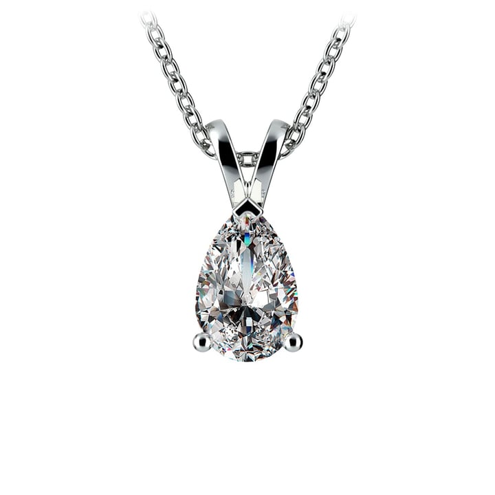 One Carat Pear Shaped Diamond Necklace In Platinum | Zoom