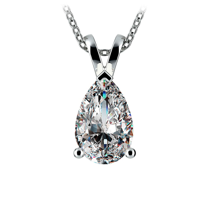 3 Carat Pear Shaped Diamond Necklace In Platinum | Thumbnail 01