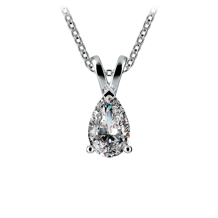 Pear Shaped Diamond Pendant Necklace In White Gold (3/4 Ctw) | Thumbnail 01
