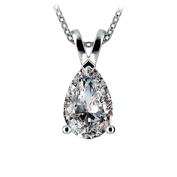 3 Carat Pear Shaped Diamond Necklace In White Gold | 01