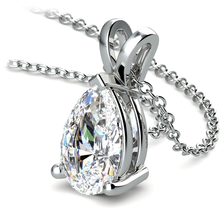 3 Carat Pear Shaped Diamond Necklace In White Gold | Thumbnail 03