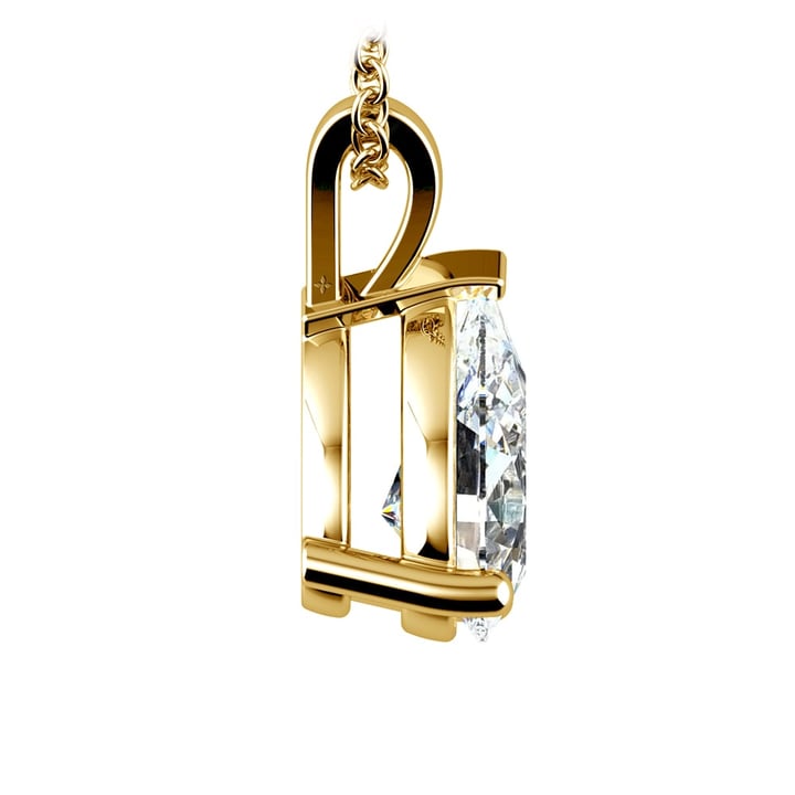 2 Carat Pear Diamond Pendant Necklace In Yellow Gold | 02