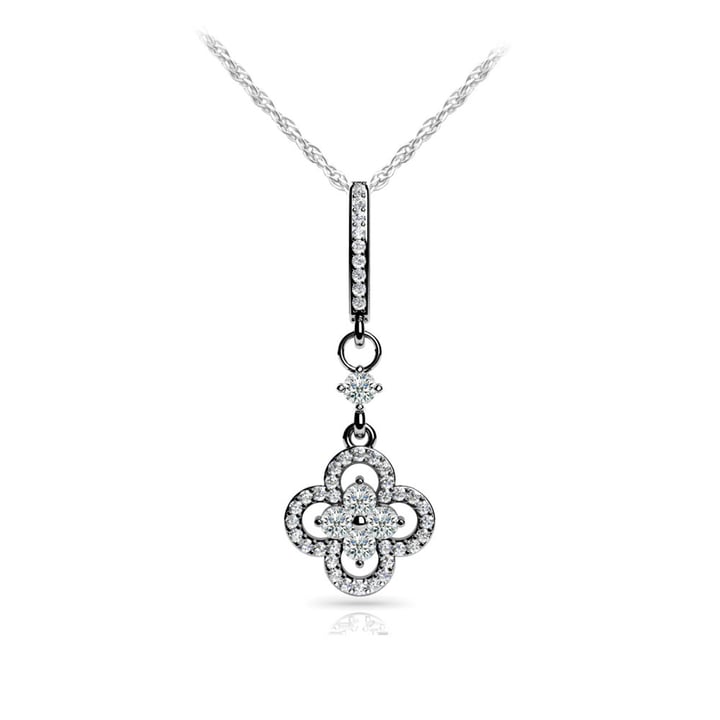 4 Leaf Clover Diamond Pendant Necklace  | Thumbnail 01