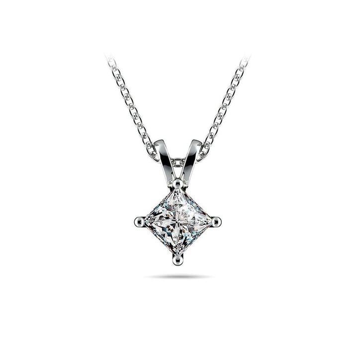 Princess Cut Diamond Necklace In White Gold (1/2 Ctw) | Thumbnail 01