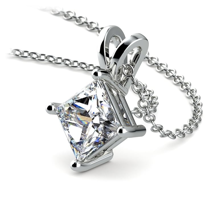 Two Carat Princess Diamond Solitaire Platinum Necklace | 03