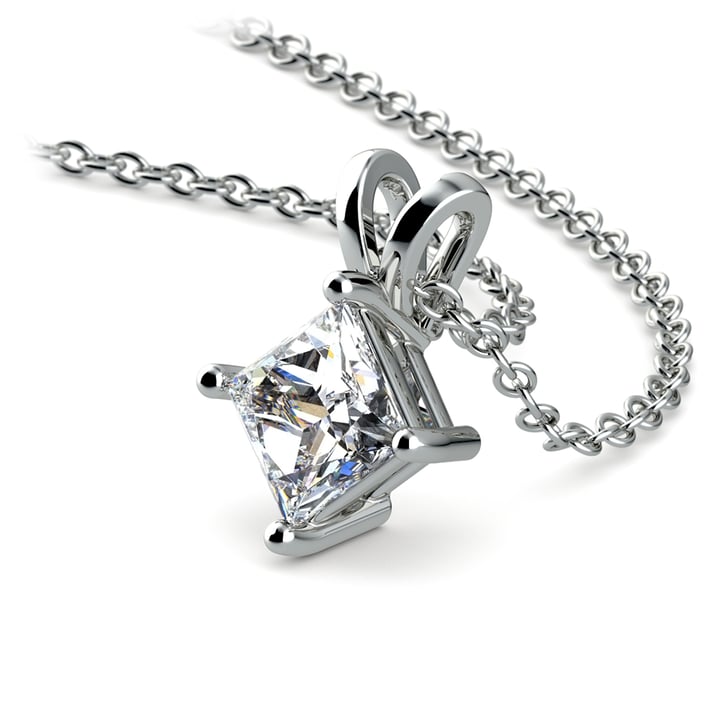 3/4 Carat Princess Cut Solitaire Diamond Pendant In Platinum | 03