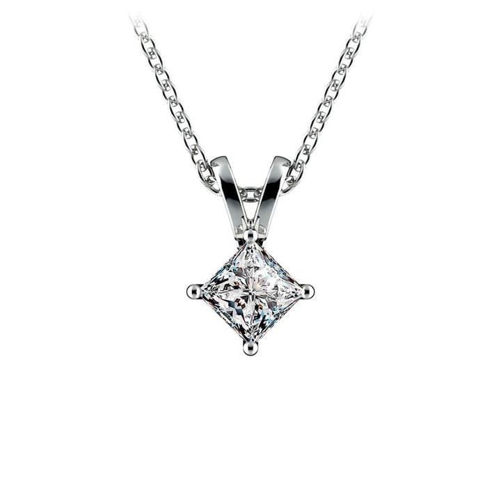 1/4 Carat Princess Cut Diamond Necklace In White Gold | Zoom