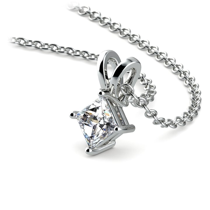 Princess Cut Diamond Solitaire Pendant In White Gold (1/5 Ctw) | Thumbnail 03