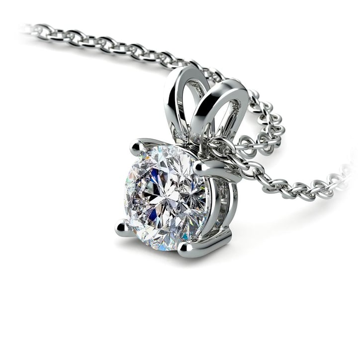 Round Diamond Solitaire Necklace In White Gold (3/4 Ctw) | 03