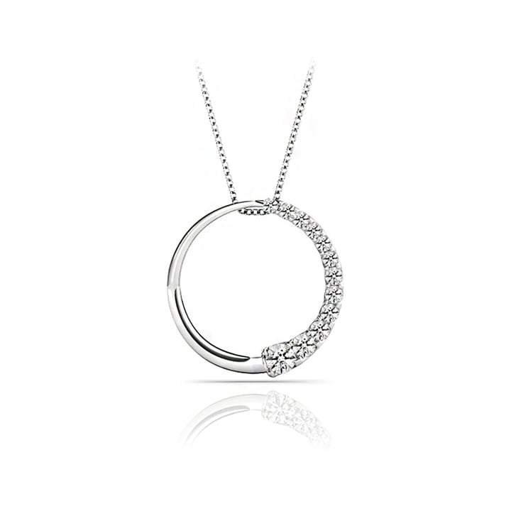 Circle Diamond Pendant Necklace In White Gold (1 Ctw) | Thumbnail 01