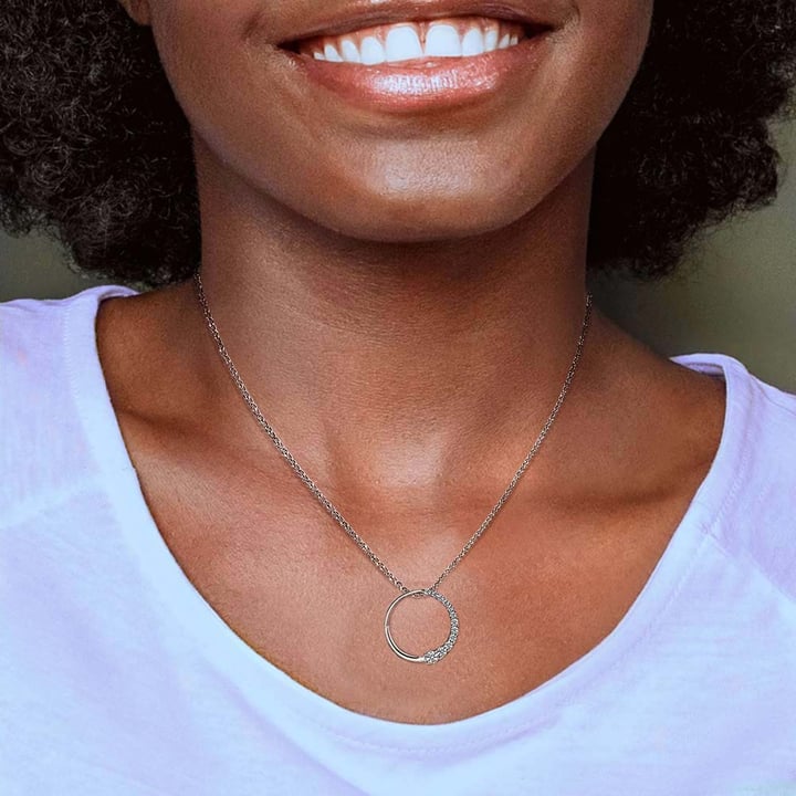 Diamond Circle Pendant Necklace In White Gold (1/2 Ctw) | Thumbnail 04