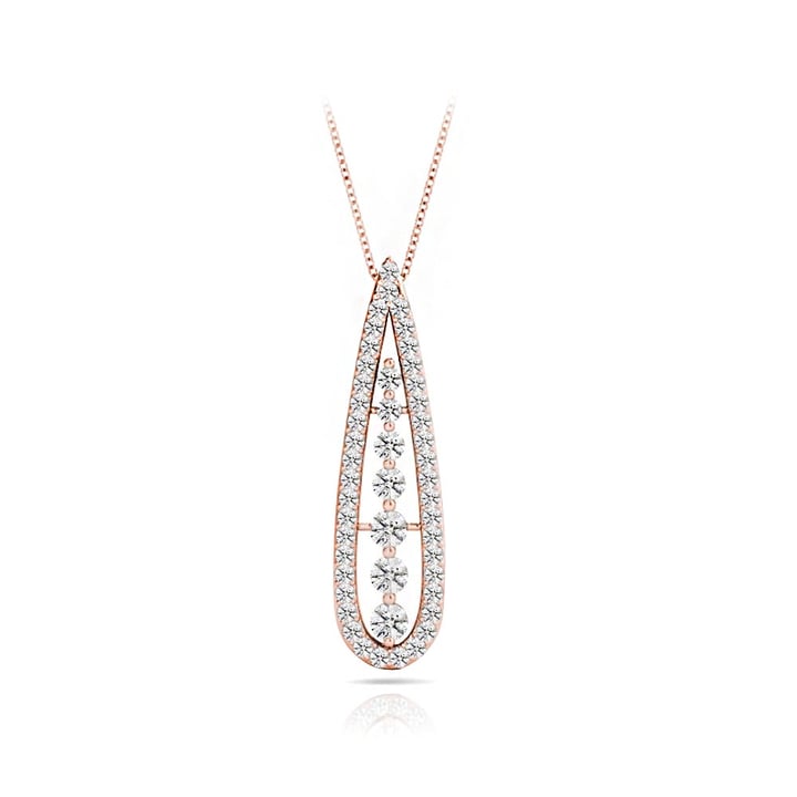 Diamond Teardrop Pendant Necklace In Rose Gold | Zoom