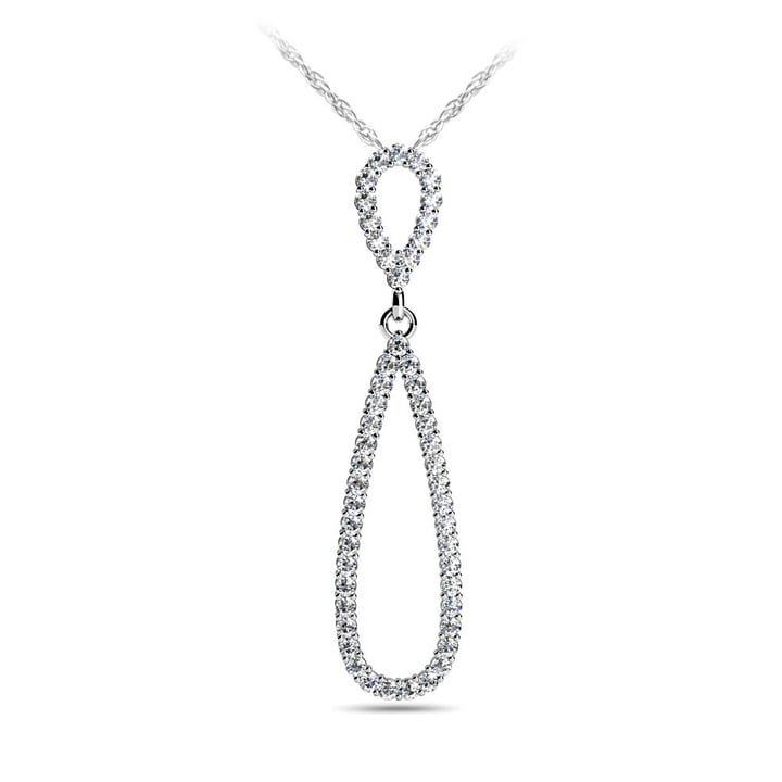 Elongated Teardrop Diamond Pendant Necklace