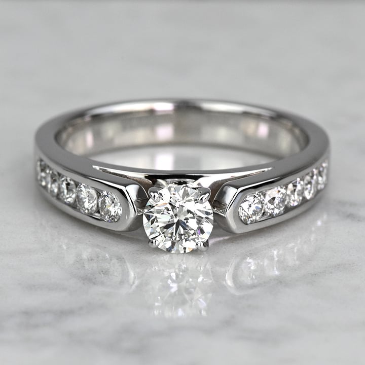 0.50 Carat Round Diamond Channel Set Cathedral Engagement Ring
