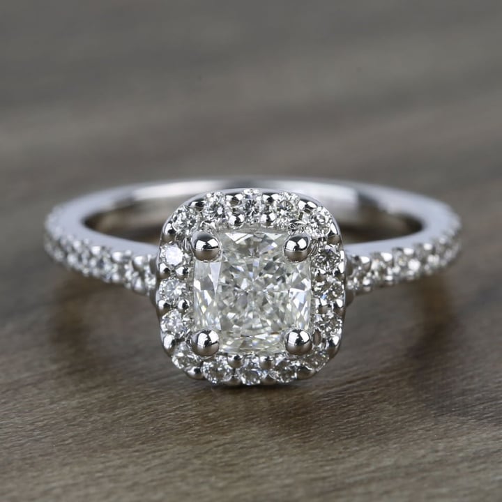 0.73 Carat Cushion Halo Diamond Engagement Ring - small