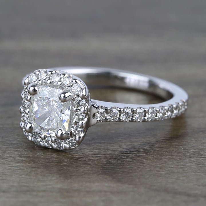 0.73 Carat Cushion Halo Diamond Engagement Ring - small angle 2