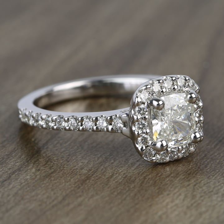 0.73 Carat Cushion Halo Diamond Engagement Ring - small angle 3