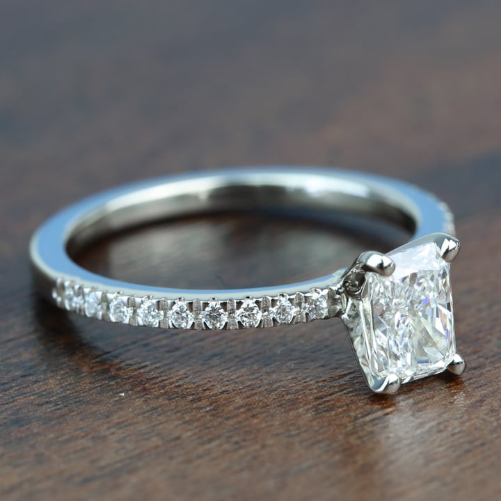 Pave Radiant Cut Engagement Ring (0.90 Carat) - small angle 3