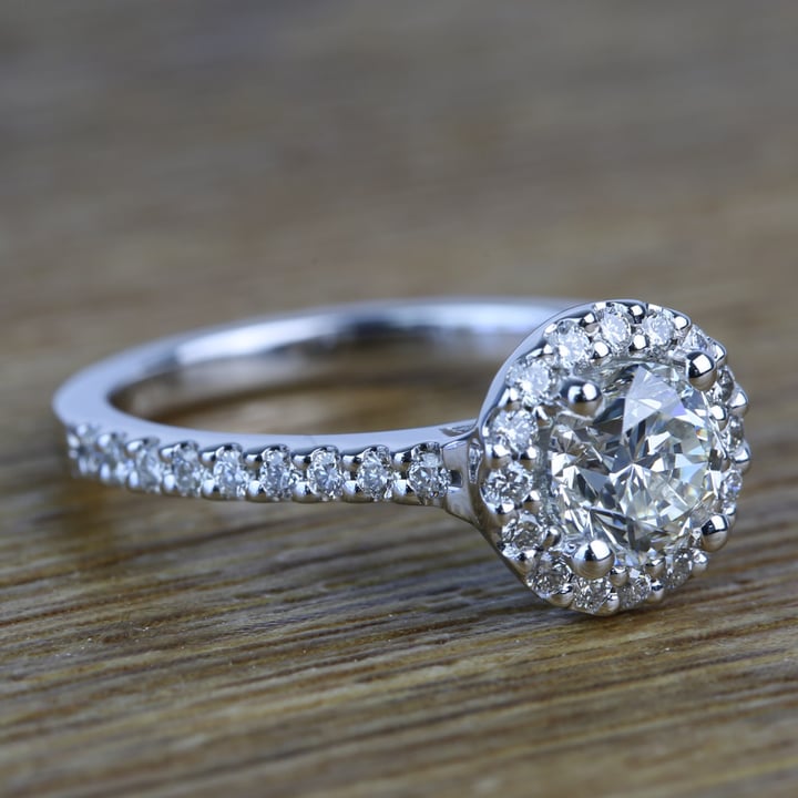 Custom Halo Diamond Engagement Ring (0.94 Carat) angle 3