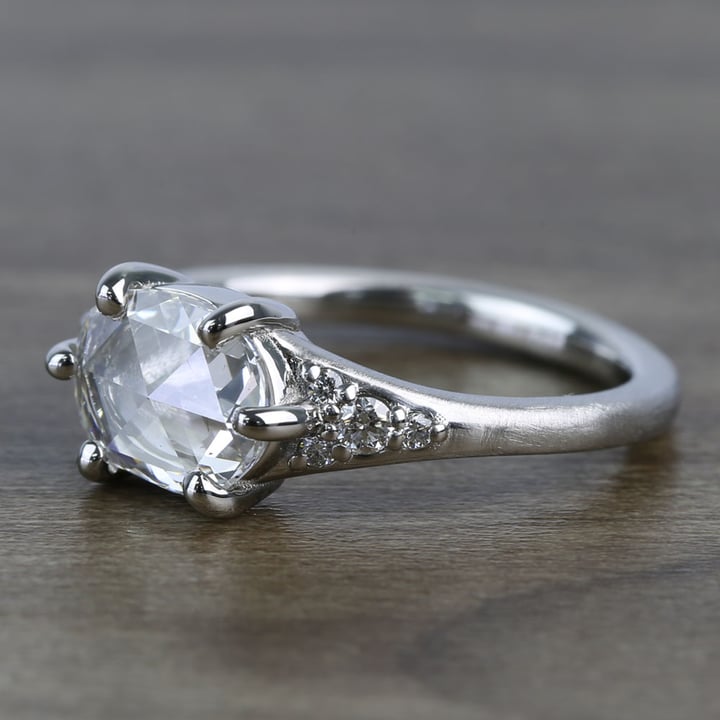0.95 Carat Custom Rose Cut Oval Diamond Engagement Ring - small angle 3