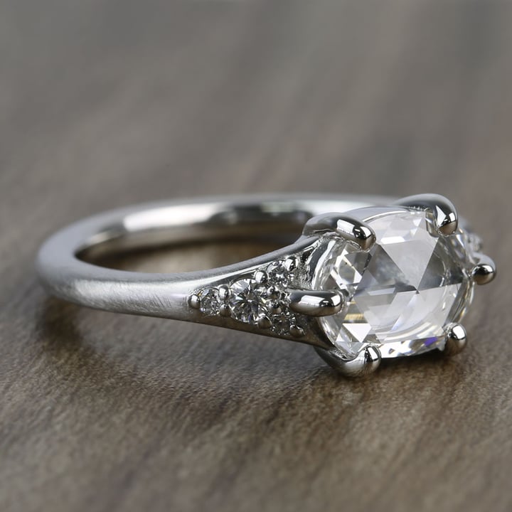 0.95 Carat Custom Rose Cut Oval Diamond Engagement Ring - small angle 2