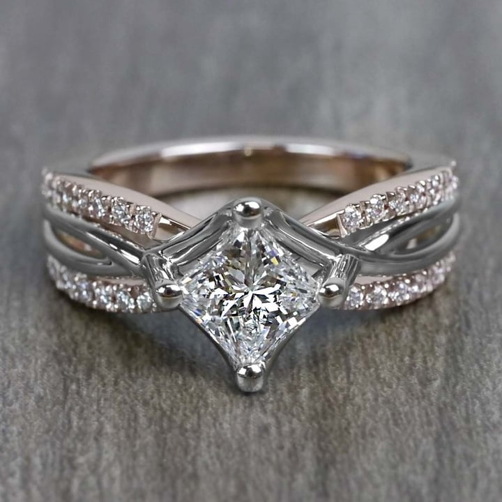 Princess Cut Twisted Band Engagement Ring (0.85 Carat)