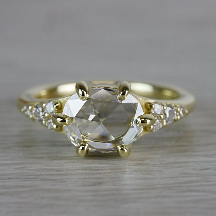 Rose Cut Oval Diamond Engagement Ring In Gold (0.90 Carat)