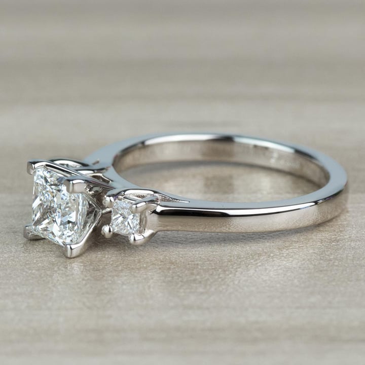 1.01 Carat Princess Trellis Diamond Engagement Ring angle 2