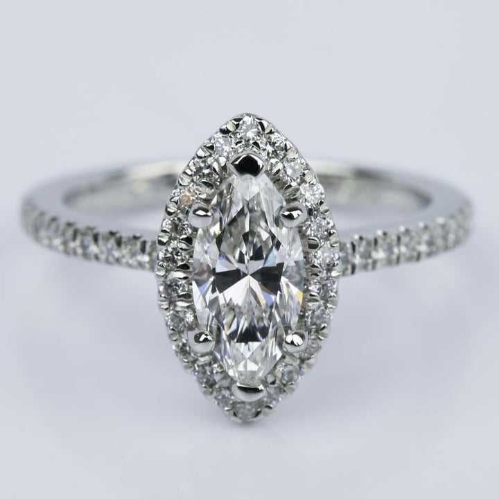 Marquise Cut Halo Diamond Engagement Ring (1.03 Ct.) - small
