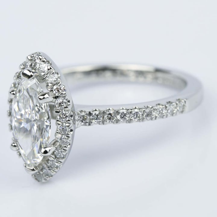 Marquise Cut Halo Diamond Engagement Ring (1.03 Ct.) - small angle 2