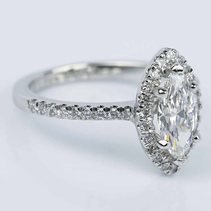 Marquise Cut Halo Diamond Engagement Ring (1.03 Ct.) - small angle 3
