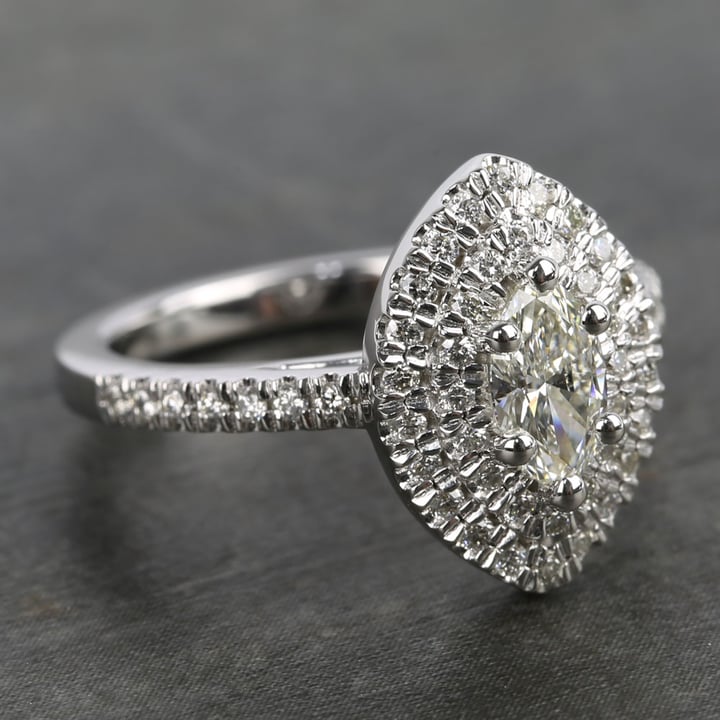 Marquise Double Halo Ring (0.50 Carat) - small angle 3