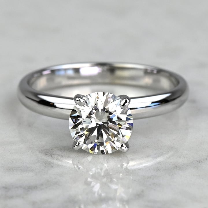 1.20 Carat Lab Created Round Diamond Classic White Gold Solitaire Engagement Ring - small