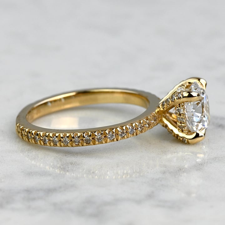 1.25 Carat Lab Created Round Diamond Engagement Ring With Diamond Prongs angle 3