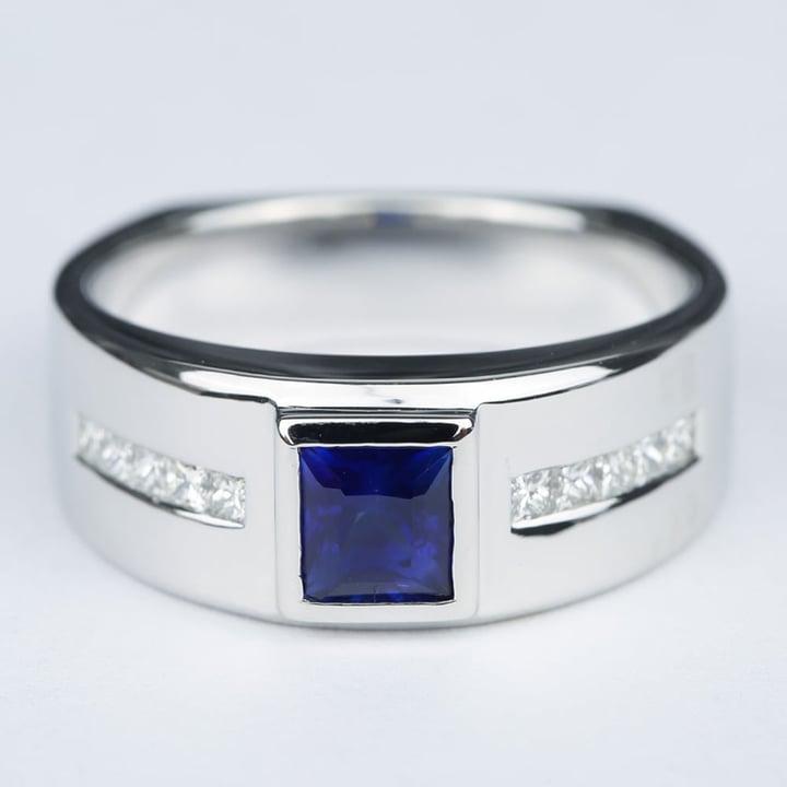 Blue Sapphire Mens Ring - Orion Diamond Mangagement Ring - small