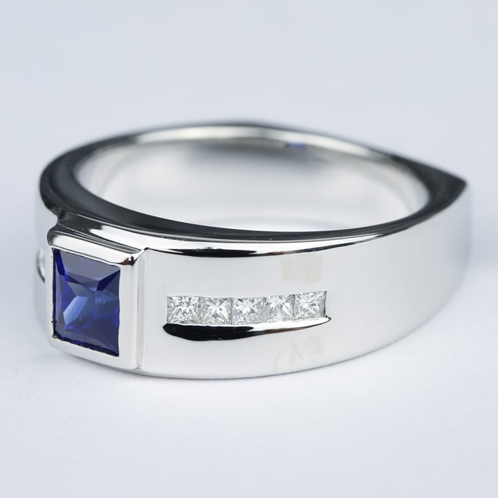 Blue Sapphire Mens Ring - Orion Diamond Mangagement Ring - small angle 2