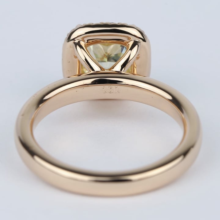 Yellow Diamond Cushion Cut Halo Engagement Ring In Rose Gold angle 4