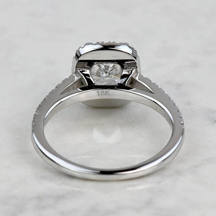 1.60 Carat Lab Grown Cushion Diamond Floating Halo Engagement Ring angle 4