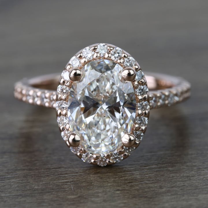 1.76 Carat Vintage Oval Diamond Engagement Ring With Halo - small