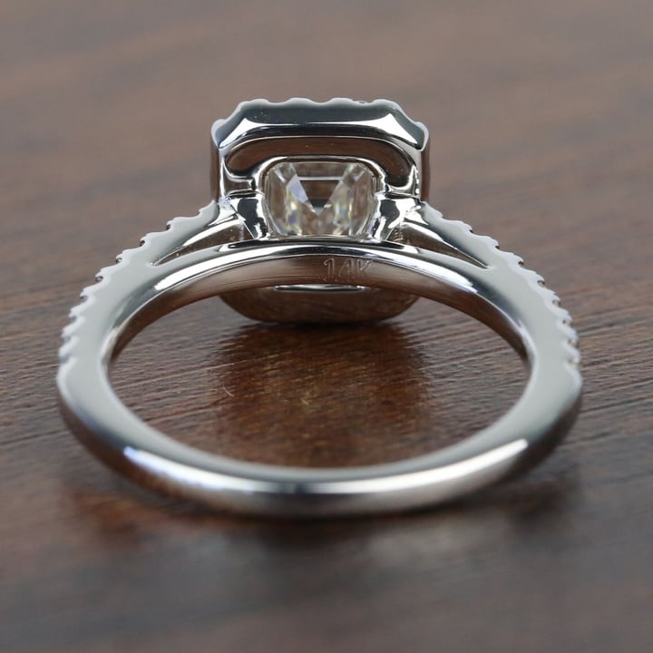 Square Diamond Halo Engagement Ring - 1 Carat Emerald Cut Diamond - small angle 4