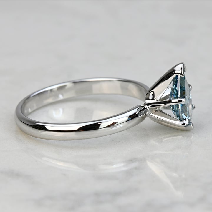 1 Carat Lab Grown Fancy Blue Pear Diamond Classic Solitaire Engagement Ring - small angle 3