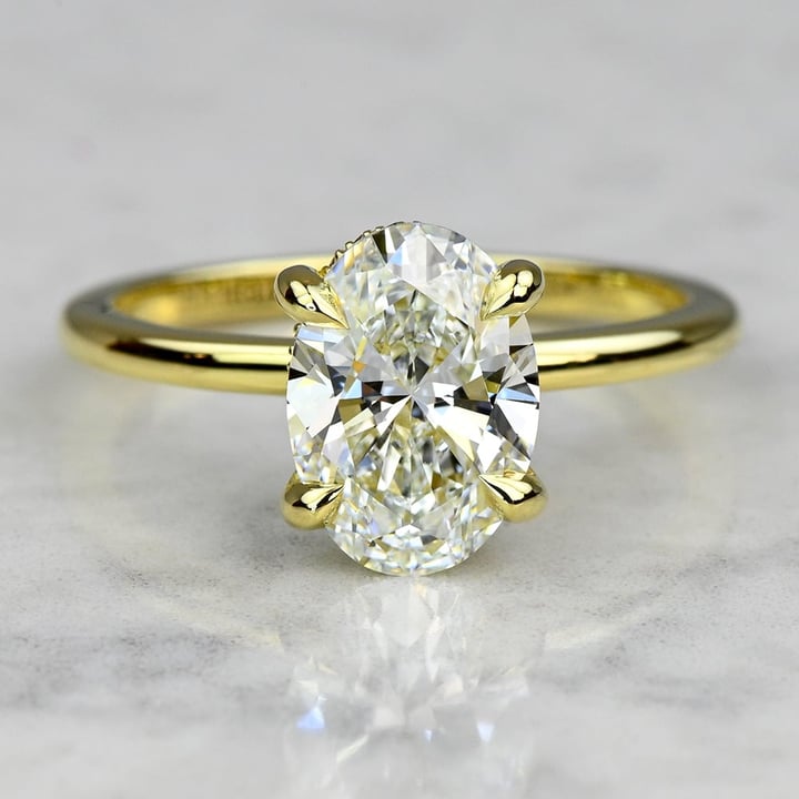 2.25 Carat Lab Grown Oval Diamond Hidden Halo Engagement Ring